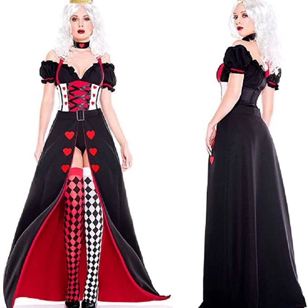 Music Legs Enchanting Royal Heart Queen Costume M/L Queen of Hearts Halloween